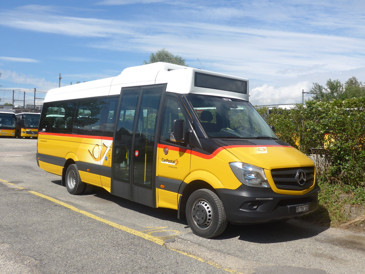 (217'836) - CarPostal Ouest - VD 386'108 - Mercedes (ex JU 39'182) am 13. Juni 2020 in Yverdon, Garage