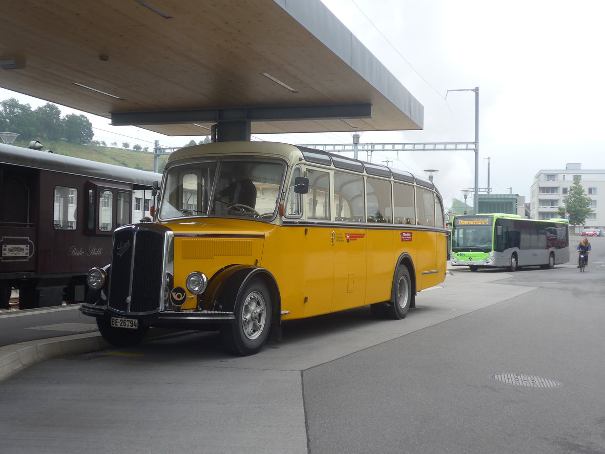 (217'947) - Loosli, Wyssachen - BE 26'794 - Saurer/R&J am 14. Juni 2020 beim Bahnhof Huttwil