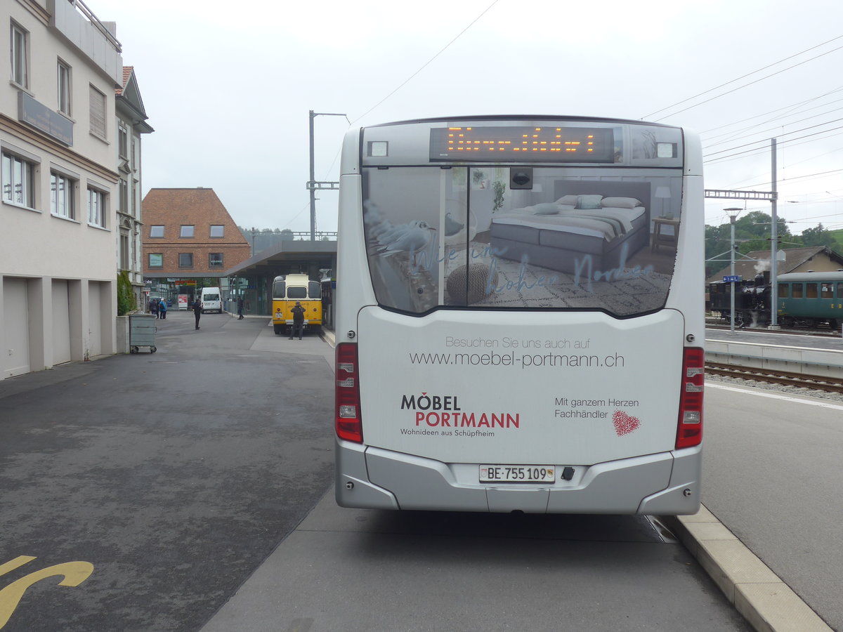 (217'957) - Busland, Burgdorf - Nr. 109/BE 755'109 - Mercedes am 14. Juni 2020 beim Bahnhof Huttwil