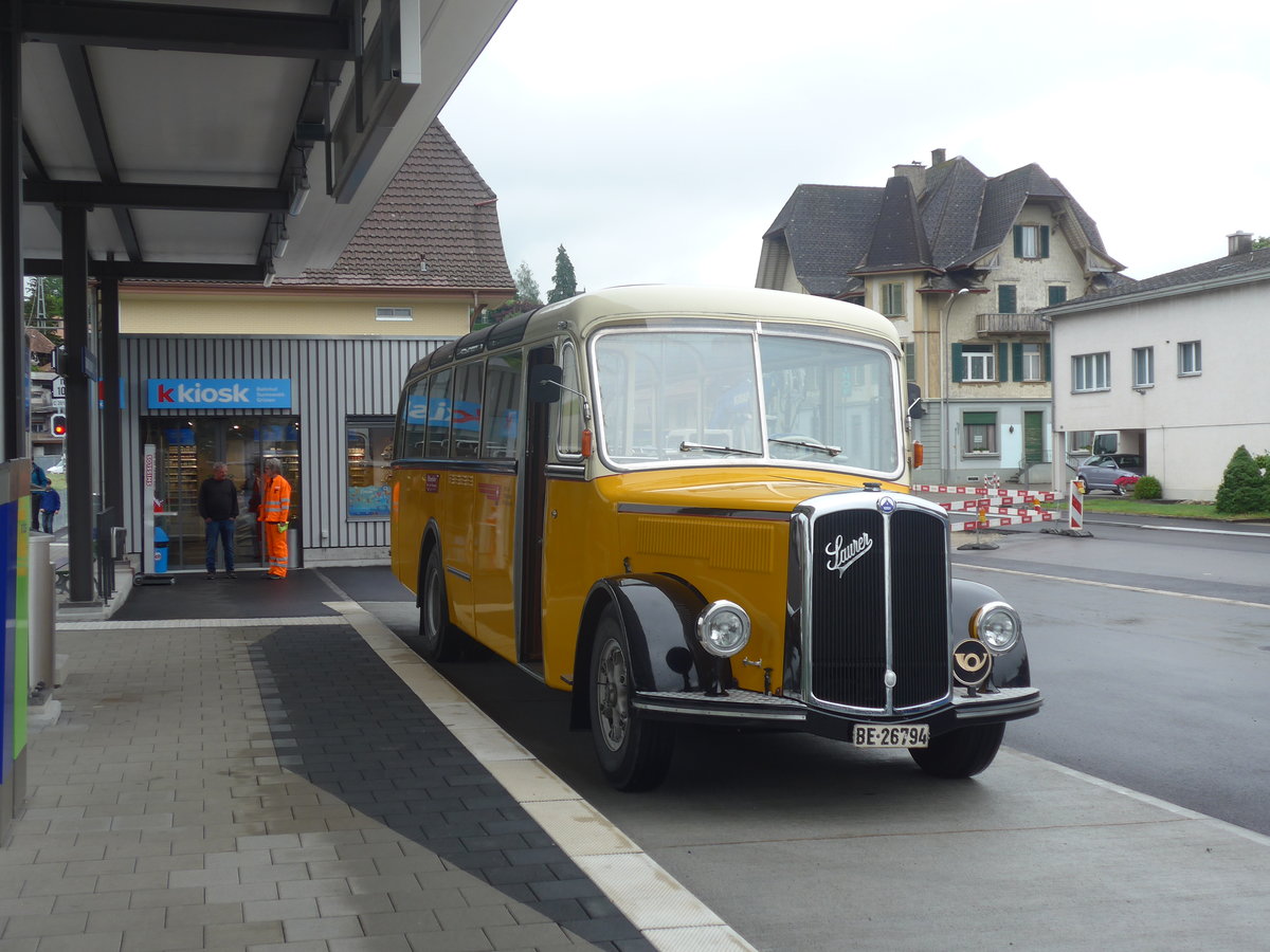 (217'972) - Loosli, Wyssachen - BE 26'794 - Saurer/R&J am 14. Juni 2020 beim Bahnhof Sumiswald-Grnen