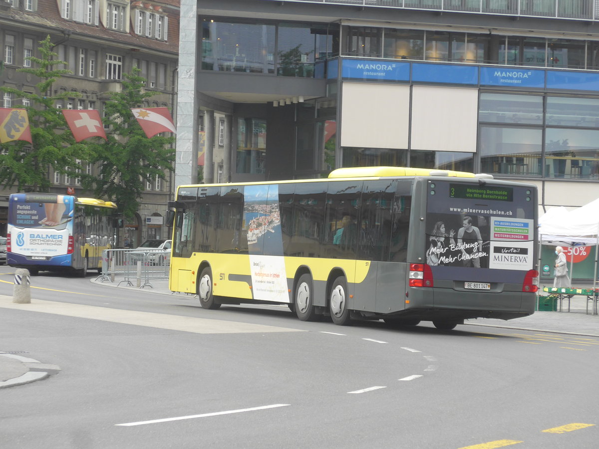 (218'042) - STI Thun - Nr. 147/BE 801'147 - MAN am 15. Juni 2020 beim Bahnhof Thun