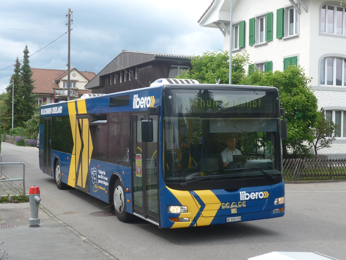 (218'045) - STI Thun - Nr. 128/BE 800'128 - MAN am 15. Juni 2020 in Thun-Lerchenfeld, Forstweg