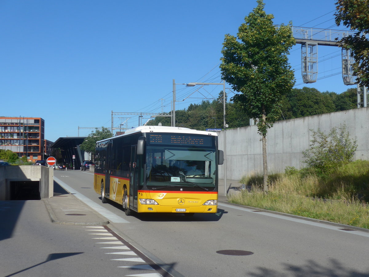 (218'421) - PostAuto Bern - Nr. 9/BE 652'123 - Mercedes (ex Klopfstein, Laupen Nr. 9) am 4. Juli 2020 beim Bahnhof Bern Brnnen Westside