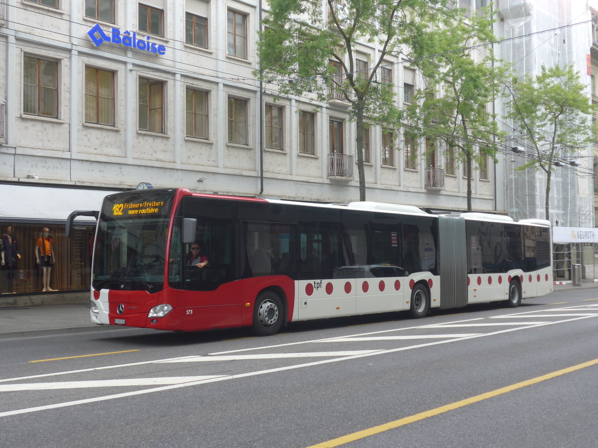 (218'521) - TPF Fribourg - Nr. 173/FR 300'328 - Mercedes am 6. Juli 2020 beim Bahnhof Fribourg