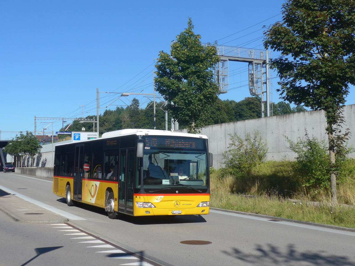 (218'699) - PostAuto Bern - Nr. 1/BE 414'001 - Mercedes (ex Klopfstein, Laupen Nr. 1) am 12. Juli 2020 beim Bahnhof Bern Brnnen Westside