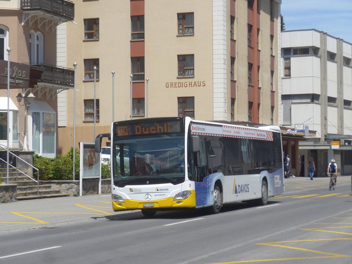 (218'932) - VBD Davos - Nr. 3/GR 43'159 - Mercedes am 20. Juli 2020 beim Bahnhof Davos Dorf