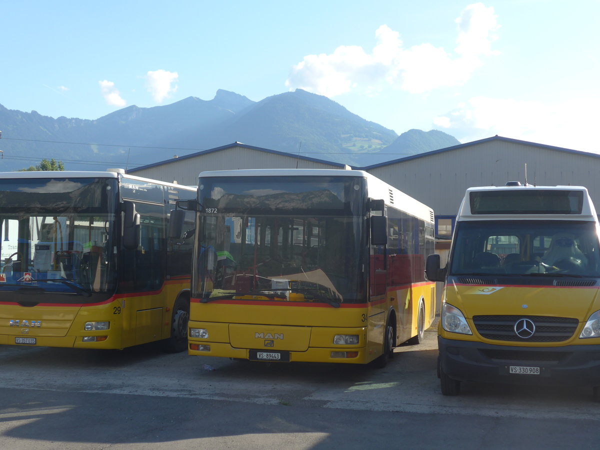 (218'952) - MOB Montreux - Nr. 34/VS 89'443 - MAN/Gppel (ex TSAR, Sierre; ex PostAuto Bern; ex P 23'032) am 25. Juli 2020 in Collombey, Garage TPC 