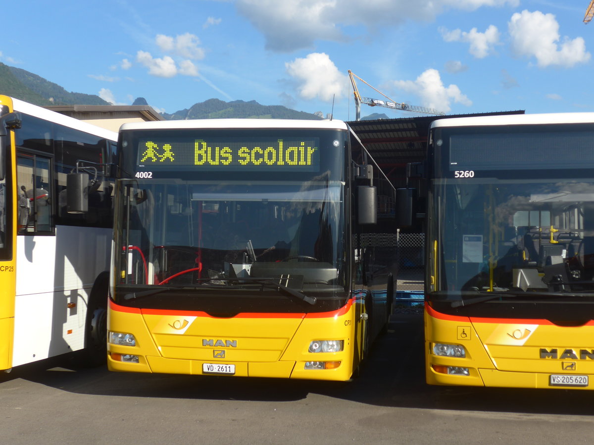 (218'959) - TPC Aigle - Nr. CP31/VD 2611 - MAN/Gppel (ex CarPostal Ouest; ex Rmocar, Merveiler; ex CJ Tramelan Nr. 203) am 25. Juli 2020 in Collombey, Garage