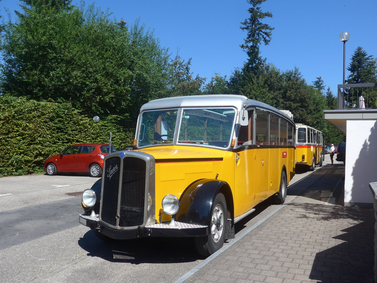 (219'566) - Schlapp, Cottens - FR 300'537 - Saurer/Saurer (ex SATEG, Lausanne; ex P 23'086; ex P 2138) am 9. August 2020 in Emmenmatt, Moosegg