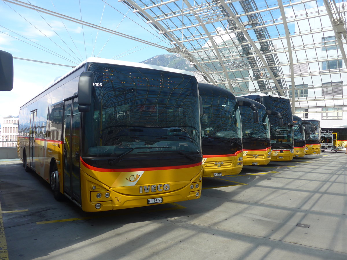 (219'757) - PostAuto Graubnden - GR 179'720 - Iveco am 16. August 2020 in Chur, Postautostation