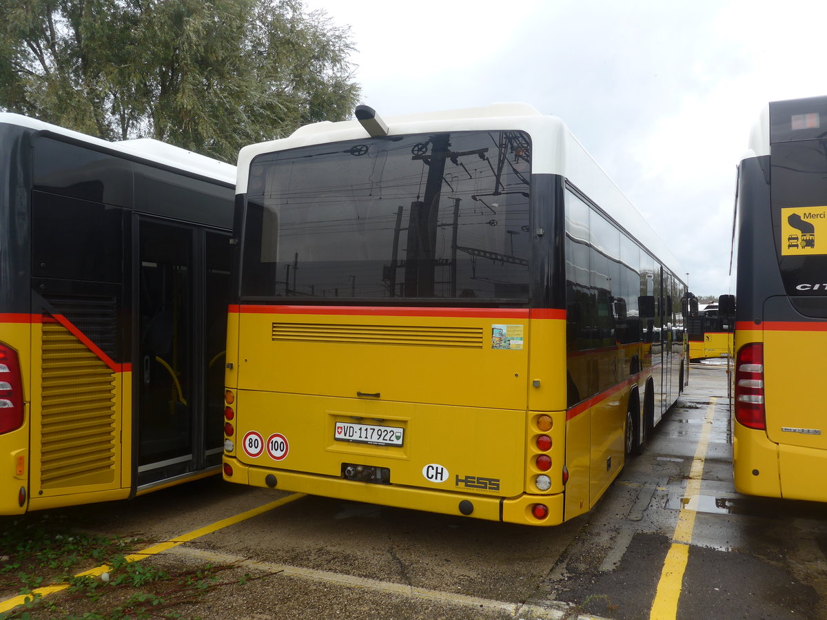 (220'306) - CarPostal Ouest - VD 117'922 - Scania/Hess (ex PostAuto Wallis; ex In Albon, Visp) am 30. August 2020 in Yverdon, Garage