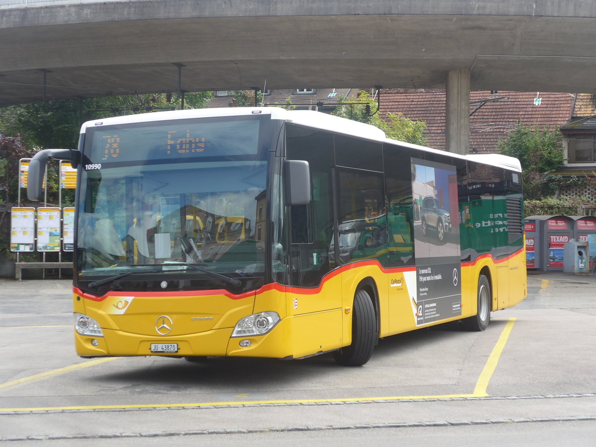 (220'373) - CarPostal Ouest - JU 43'870 - Mercedes am 31. August 2020 beim Bahnhof Porrentruy