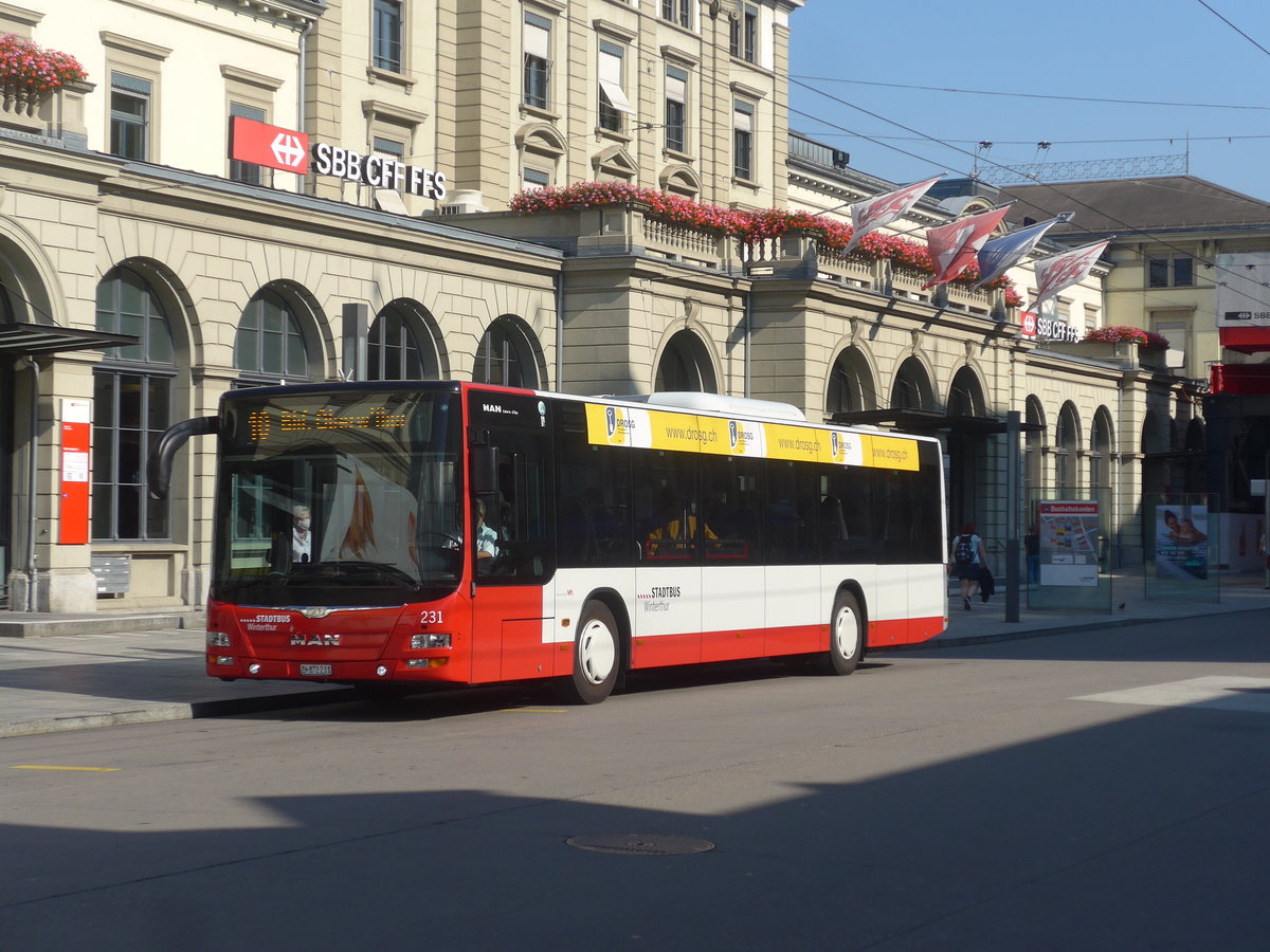 (220'587) - SW Winterthur - Nr. 231/ZH 872'231 - MAN am 12. September 2020 beim Hauptbahnhof Winterthur