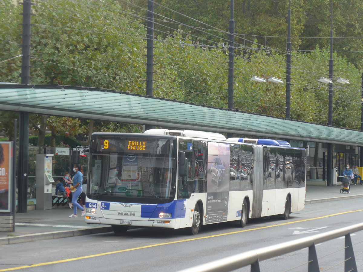 (221'045) - TL Lausanne - Nr. 664/VD 1661 - MAN am 23. September 2020 in Lausanne, Chauderon