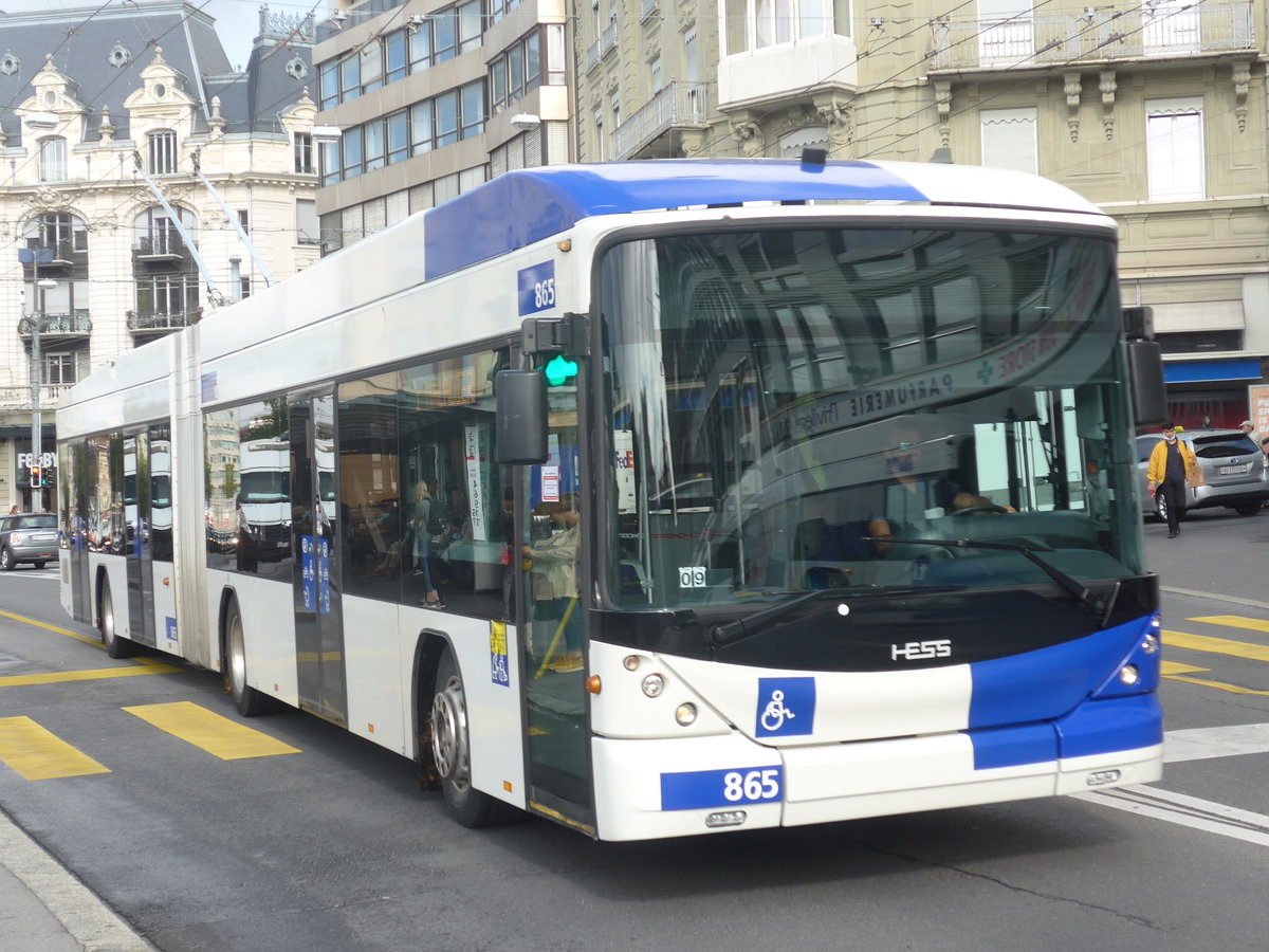 (221'069) - TL Lausanne - Nr. 865 - Hess/Hess Gelenktrolleybus am 23. September 2020 in Lausanne, Bel-Air