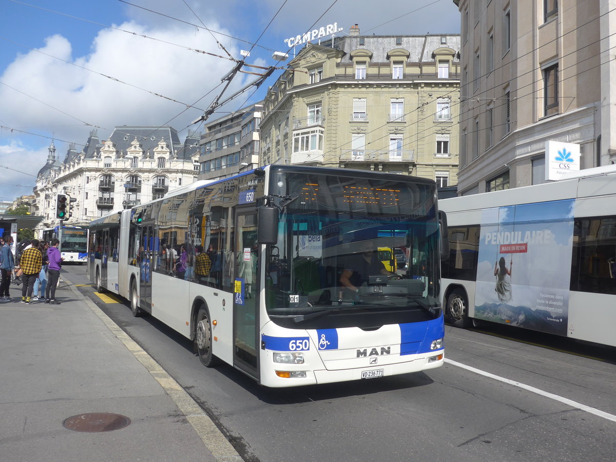 (221'085) - TL Lausanne - Nr. 650/VD 236'771 - MAN am 23. September 2020 in Lausanne, Bel-Air