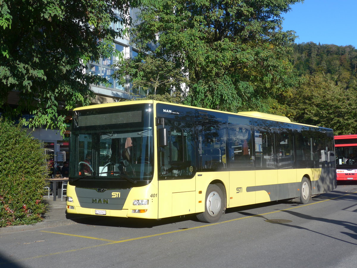 (221'596) - STI Thun - Nr. 401/BE 849'401 - MAN am 3. Oktober 2020 bei der Schifflndte Thun