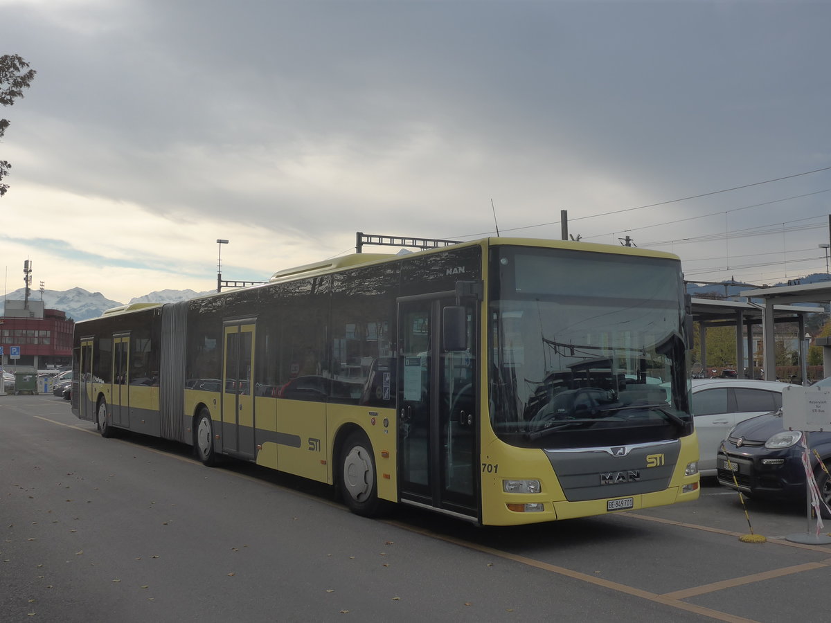 (222'082) - TI Thun - Nr. 701/BE 849'701 - MAN am 19. Oktober 2020 in Thun, CarTerminal