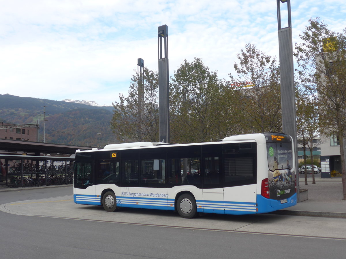 (222'351) - BSW Sargans - Nr. 333/SG 288'661 - Mercedes am 22. Oktober 2020 beim Bahnhof Sargans