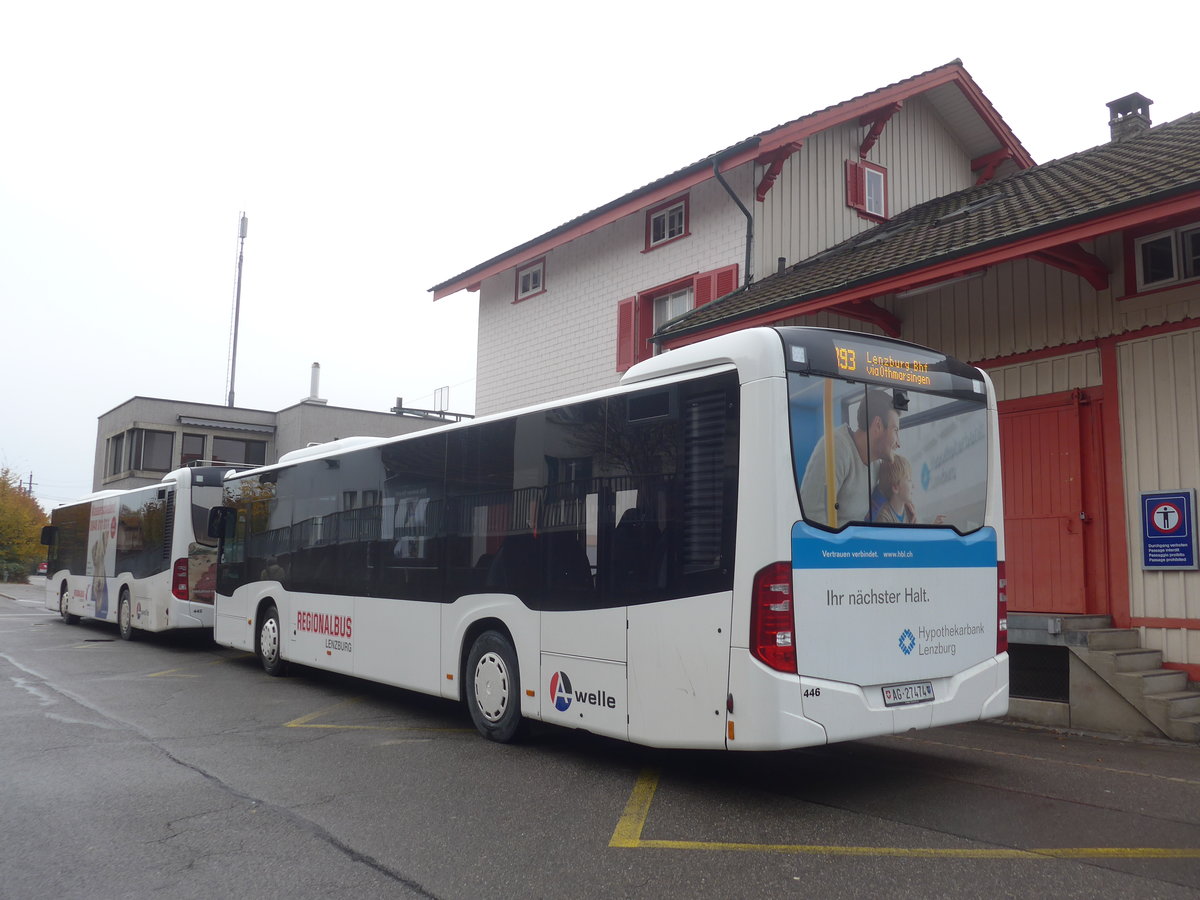 (222'830) - Knecht, Windisch - Nr. 446/AG 27'474 - Mercedes am 1. November 2020 bbeim Bahnhof Mgenwil