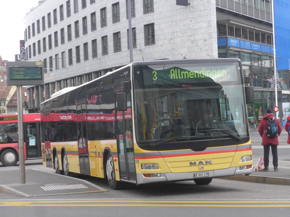 (222'951) - STI Thun - Nr. 139/BE 801'139 - MAN am 4. Dezember 2020 beim Bahnhof Thun