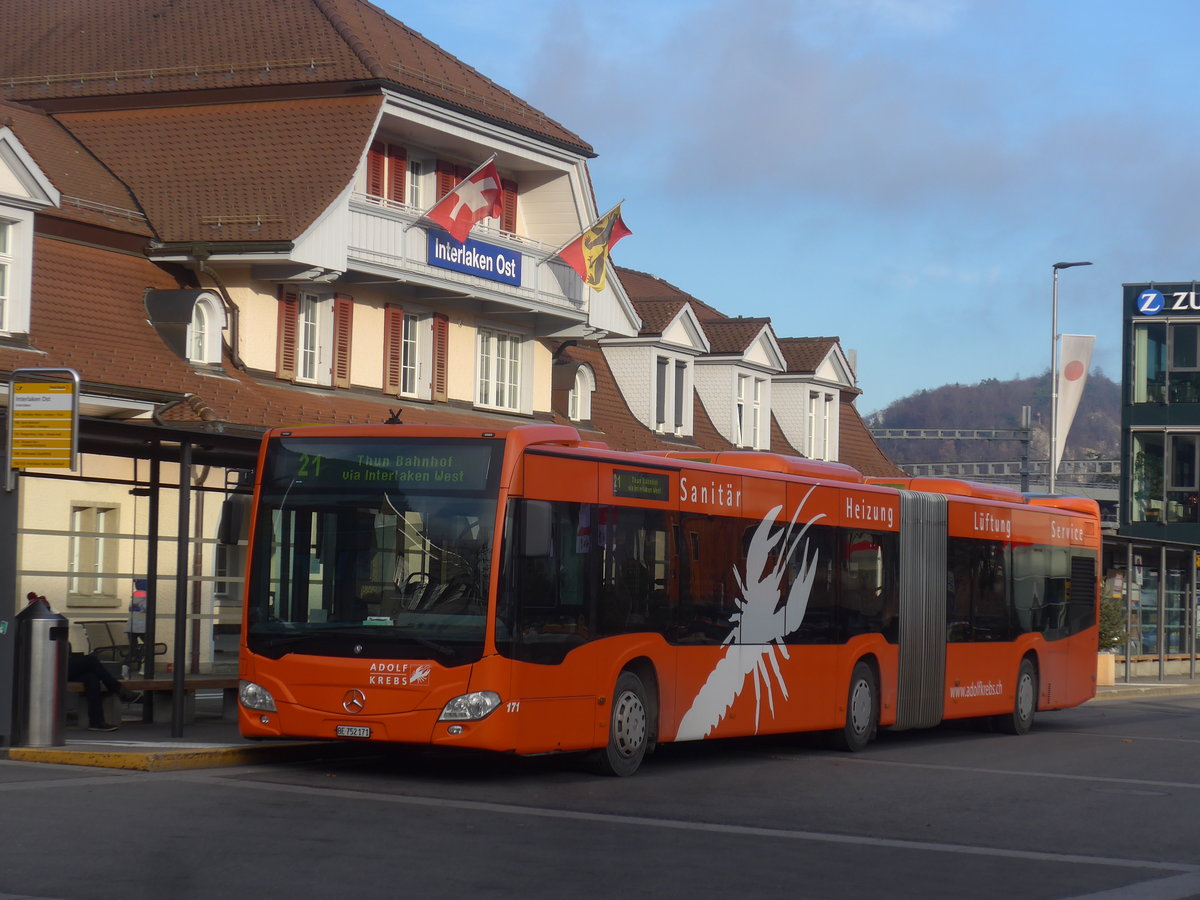 (223'042) - STI Thun - Nr. 171/BE 752'171 - Mercedes am 16. Dezember 2020 beim Bahnhof Interlaken Ost