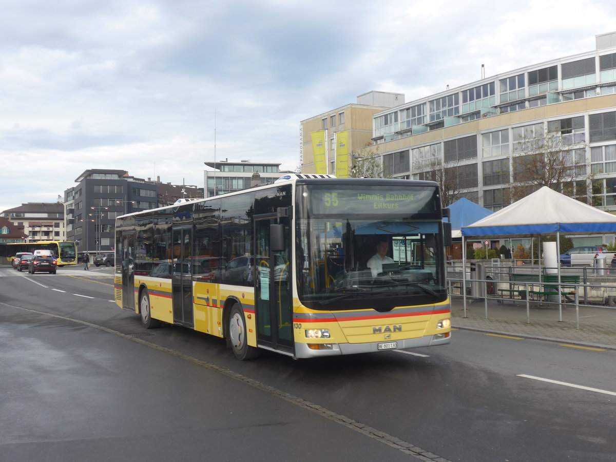 (223'071) - STI Thun - Nr. 130/BE 801'130 - MAN am 23. Dezember 2020 beim Bahnhof Thun