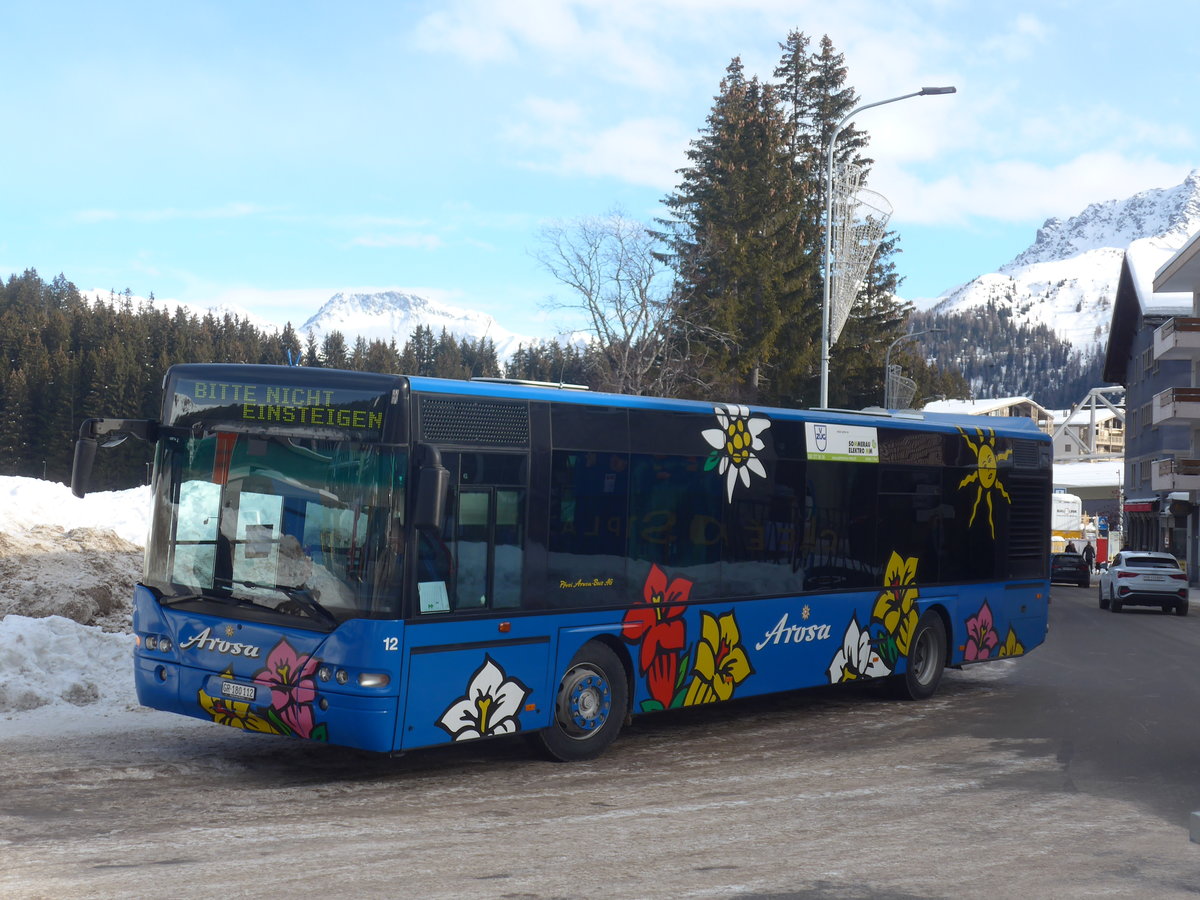 (223'224) - Pfosi, Arosa - Nr. 12/GR 180'112 - Neoplan (ex Nr. 2) am 2. Januar 2021 in Arosa, Post