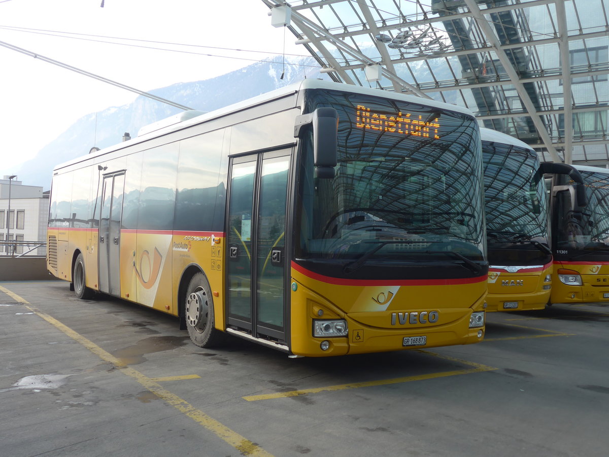 (223'252) - PostAuto Graubnden - GR 168'873 - Iveco am 2. Januar 2021 in Chur, Postautostation