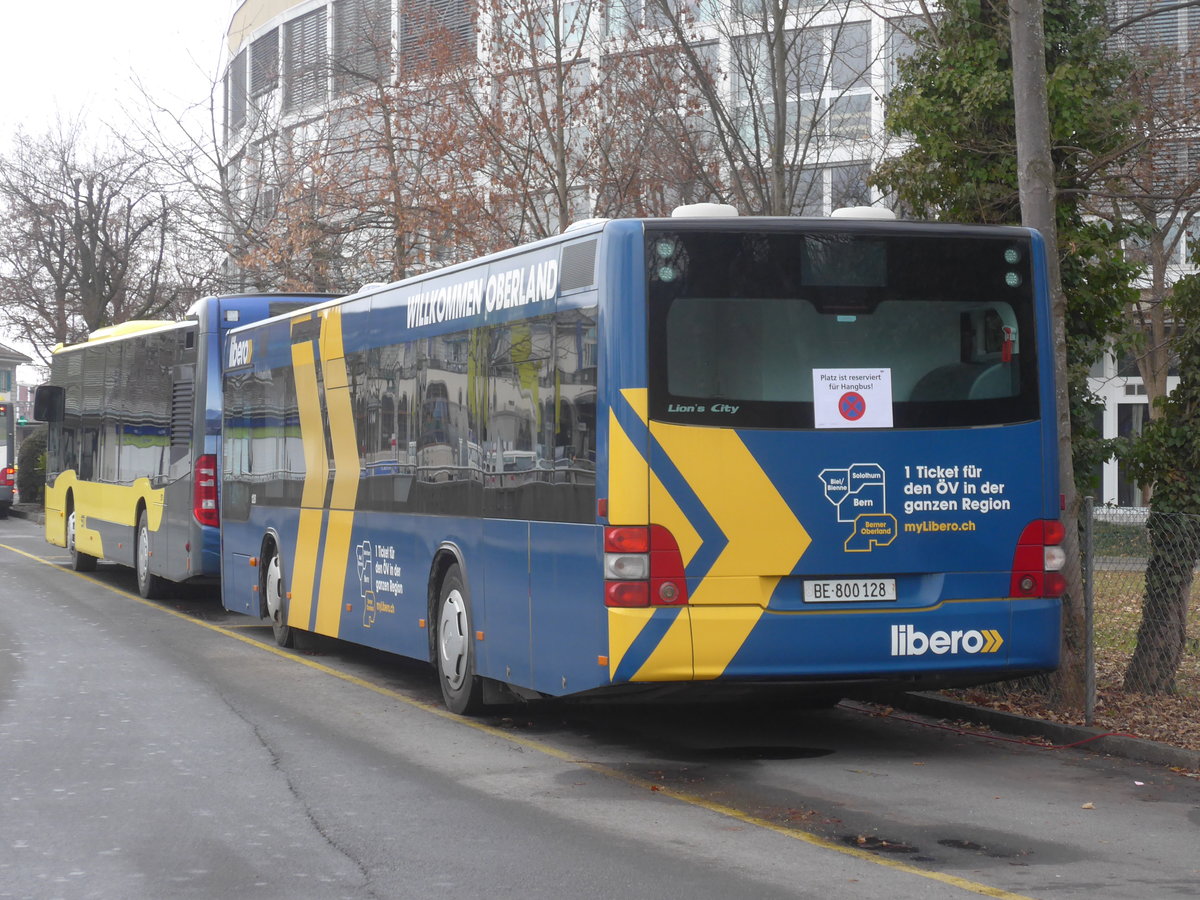 (223'261) - STI Thun - Nr. 128/BE 800'128 - MAN am 3. Januar 2021 bei der Schifflndte Thun