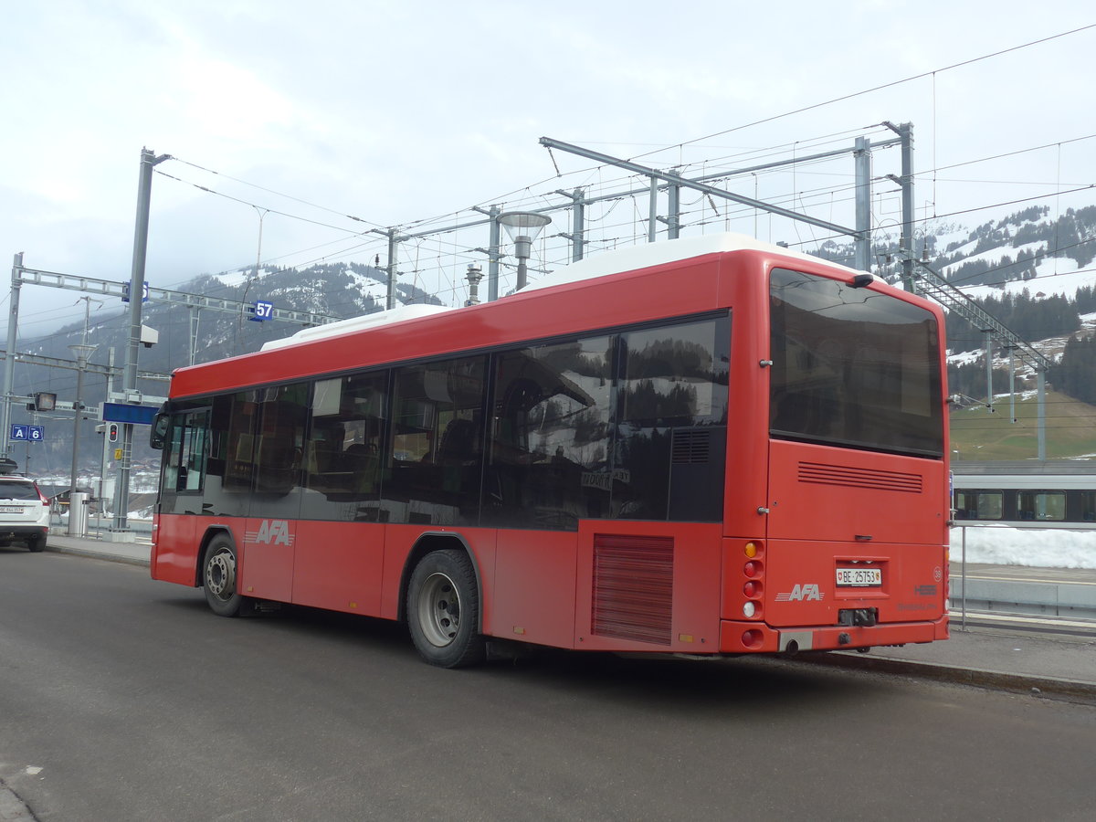 (223'436) - AFA Adelboden - Nr. 39/BE 25'753 - Scania/Hess am 7. Februar 2021 beim Bahnhof Zweisimmen