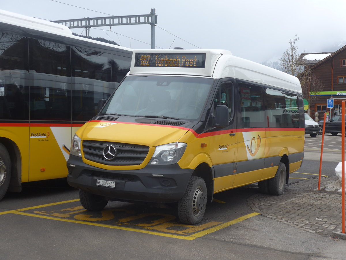 (223'455) - Kbli, Gstaad - BE 305'545 - Mercedes am 7. Februar 2021 beim Bahnhof Gstaad