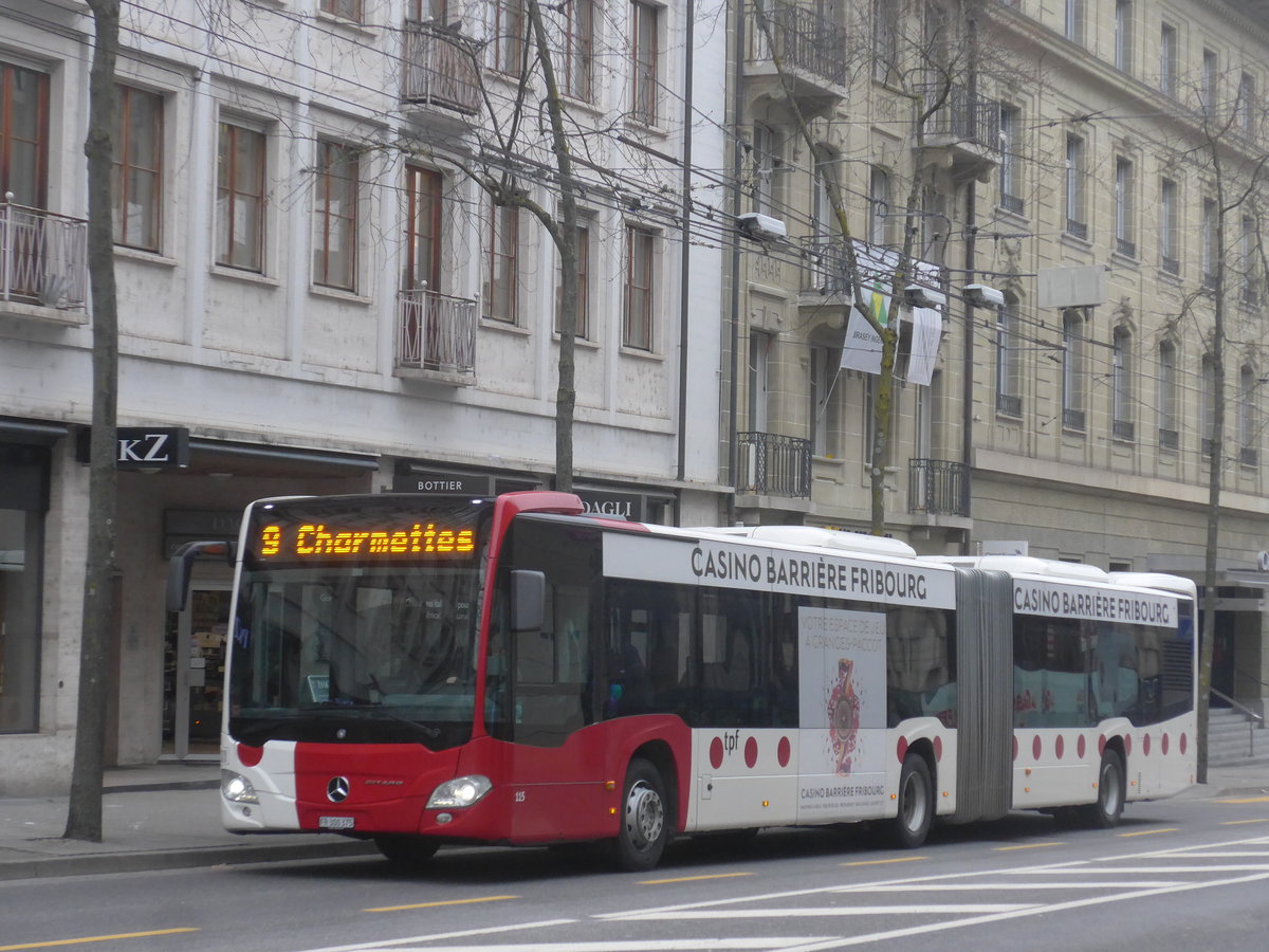 (223'502) - TPF Fribourg - Nr. 115/FR 300'375 - Mercedes am 12. Februar 2021 beim Bahnhof Fribourg