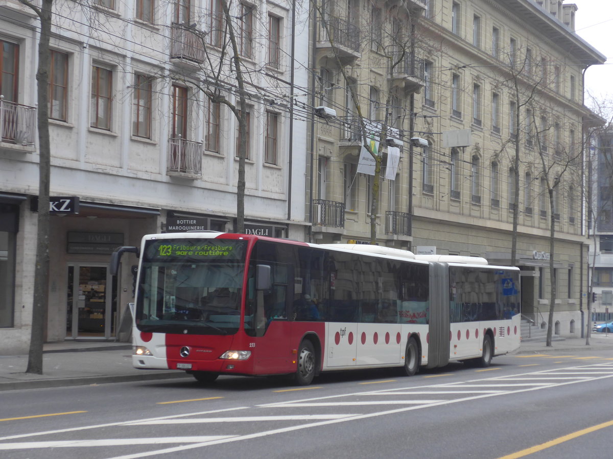 (223'505) - TPF Fribourg - Nr. 153/FR 300'227 - Mercedes am 12. Februar 2021 beim Bahnhof Fribourg