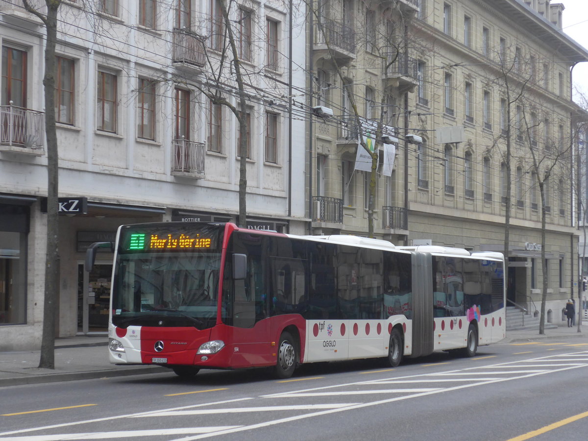 (223'531) - TPF Fribourg - Nr. 554/FR 300'410 - Mercedes am 12. Februar 2021 beim Bahnhof Fribourg