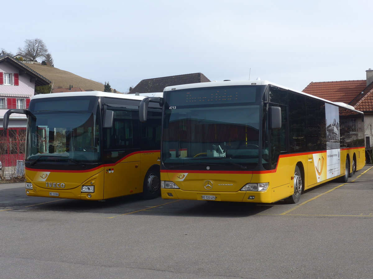 (223'616) - Engeloch, Riggisberg - Nr. 12/BE 520'405 - Mercedes (ex PostAuto Bern) am 18. Februar 2021 in Riggisberg, Garage