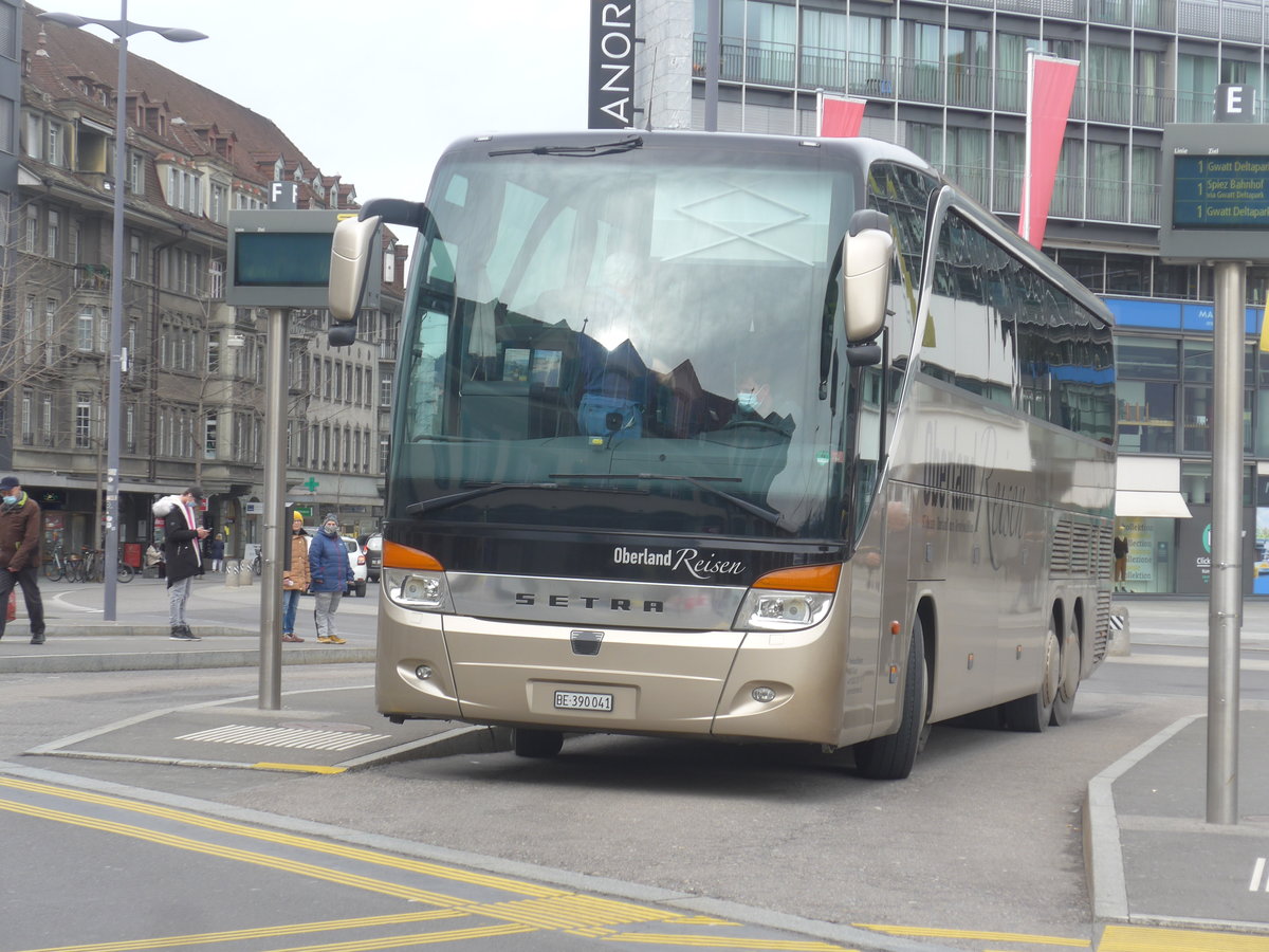 (223'625) - Oberland Reisen, Thun - Nr. 41/BE 390'041 - Setra (ex STI Thun Nr. 41) am 18. Februar 2021 beim Bahnhof Thun