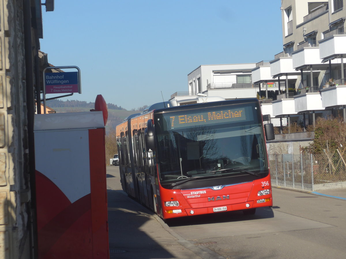 (223'666) - SW Winterthur - Nr. 356/ZH 886'356 - MAN am 21. Februar 2021 beim Bahnhof Winterthur Wlflingen