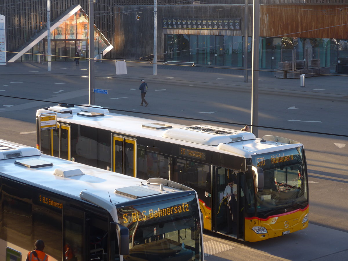 (223'702) - PostAuto Bern - Nr. 3/BE 414'003 - Mercedes am 21. Februar 2021 beim Bahnhof Bern Brnnen Westside