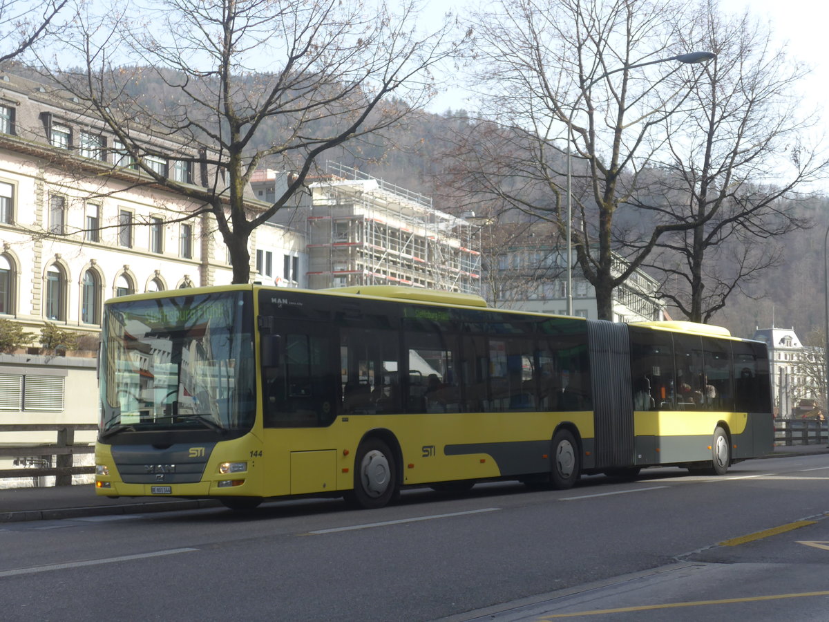 (223'724) - STI Thun - Nr. 144/BE 801'144 - MAN am 24. Februar 2021 in Thun, Postbrcke