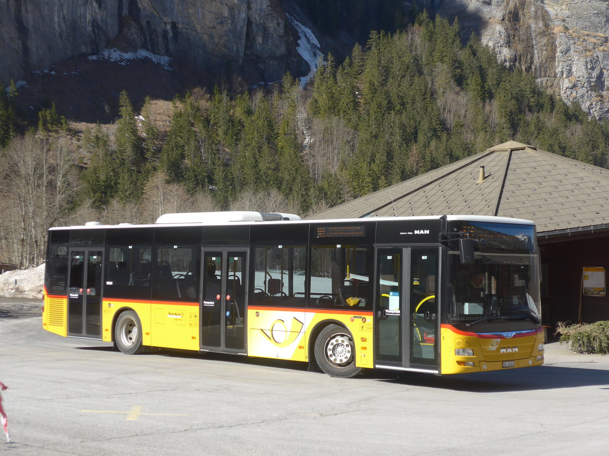 (223'742) - PostAuto Zentralschweiz - Nr. 1/OW 10'601 - MAn (ex Dillier, Sarnen Nr. 1) am 25. Februar 2021 in Stechelberg, Hotel