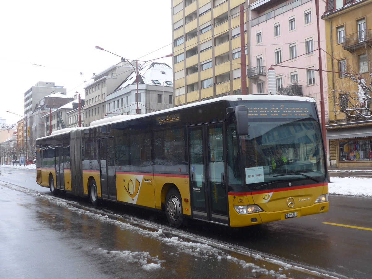 (224'154) - PostAuto Bern - Nr. 689/NE 165'367 - Mercedes (ex BE 834'689; ex Hfliger, Sursee Nr. 7) am 14. Mrz 2021 beim Bahnhof La Chaux-de-Fonds (Einsatz CarPostal)