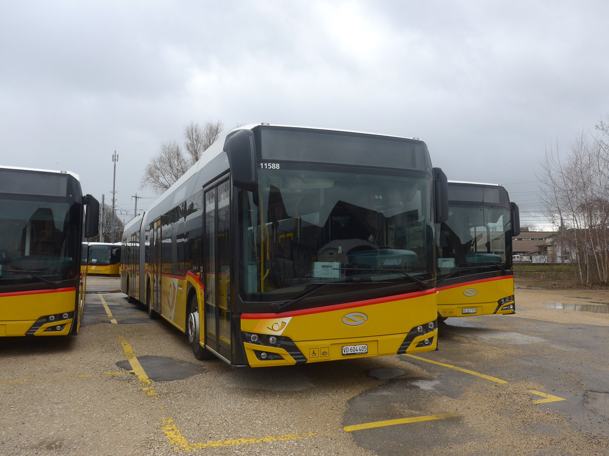 (224'198) - CarPostal Ouest - VD 604'405 - Solaris am 14. Mrz 2021 in Yverdon, Garage