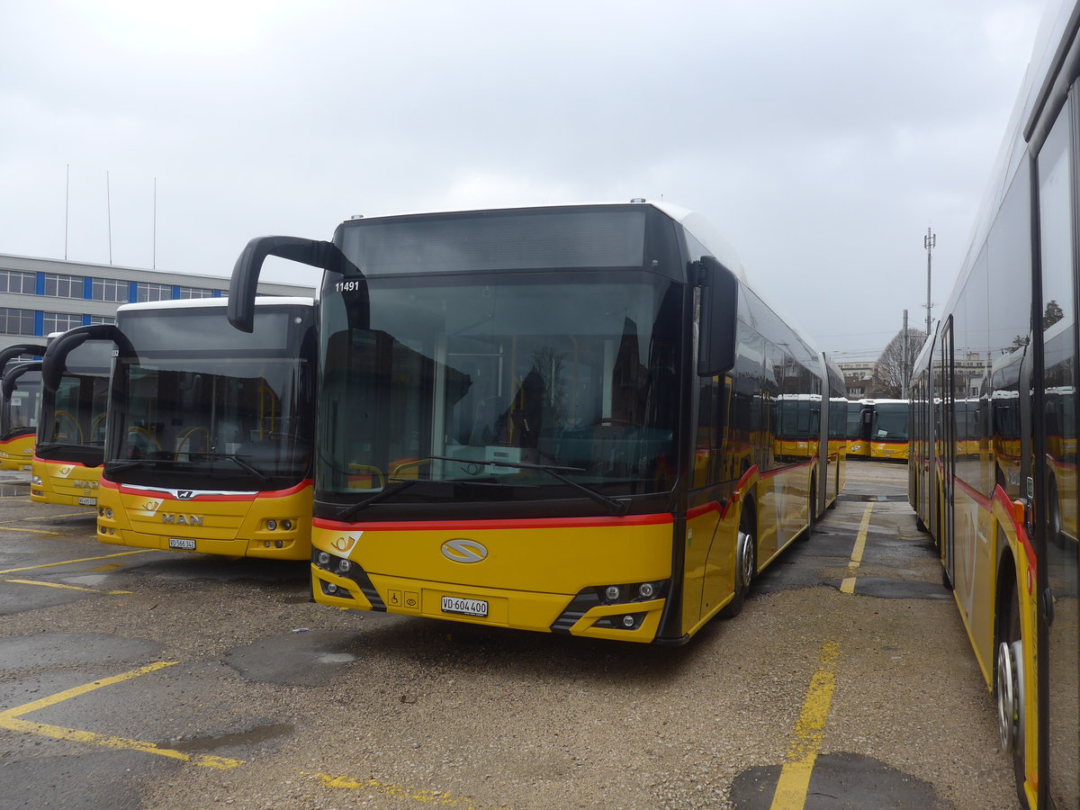 (224'199) - CarPostal Ouest - VD 604'400 - Solaris am 14. Mrz 2021 in Yverdon, Garage