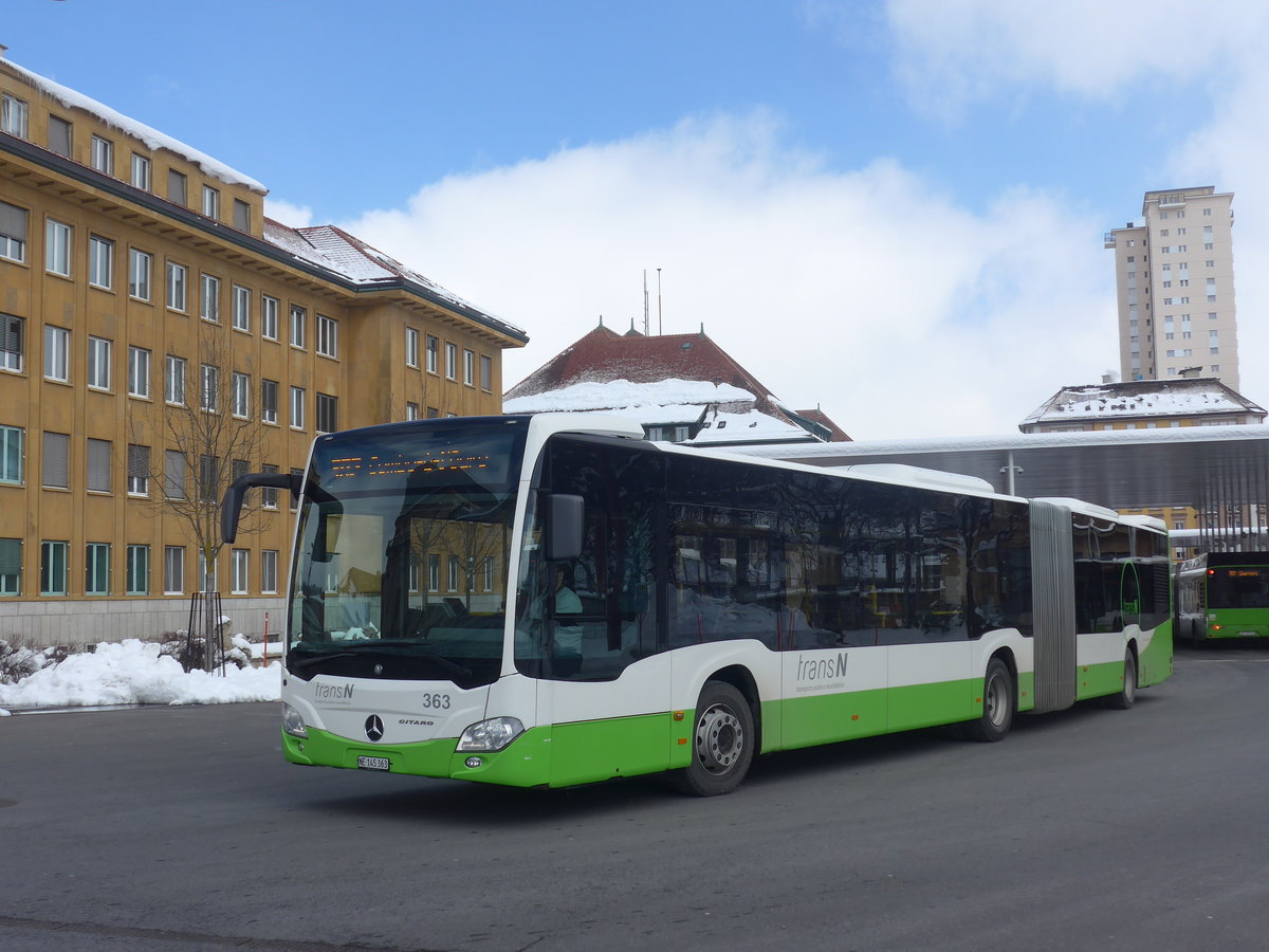 (224'275) - transN, La Chaux-de-Fonds - Nr. 363/NE 145'363 - Mercedes am 20. Mrz 2021 beim Bahnhof La Chaux-de-Fonds