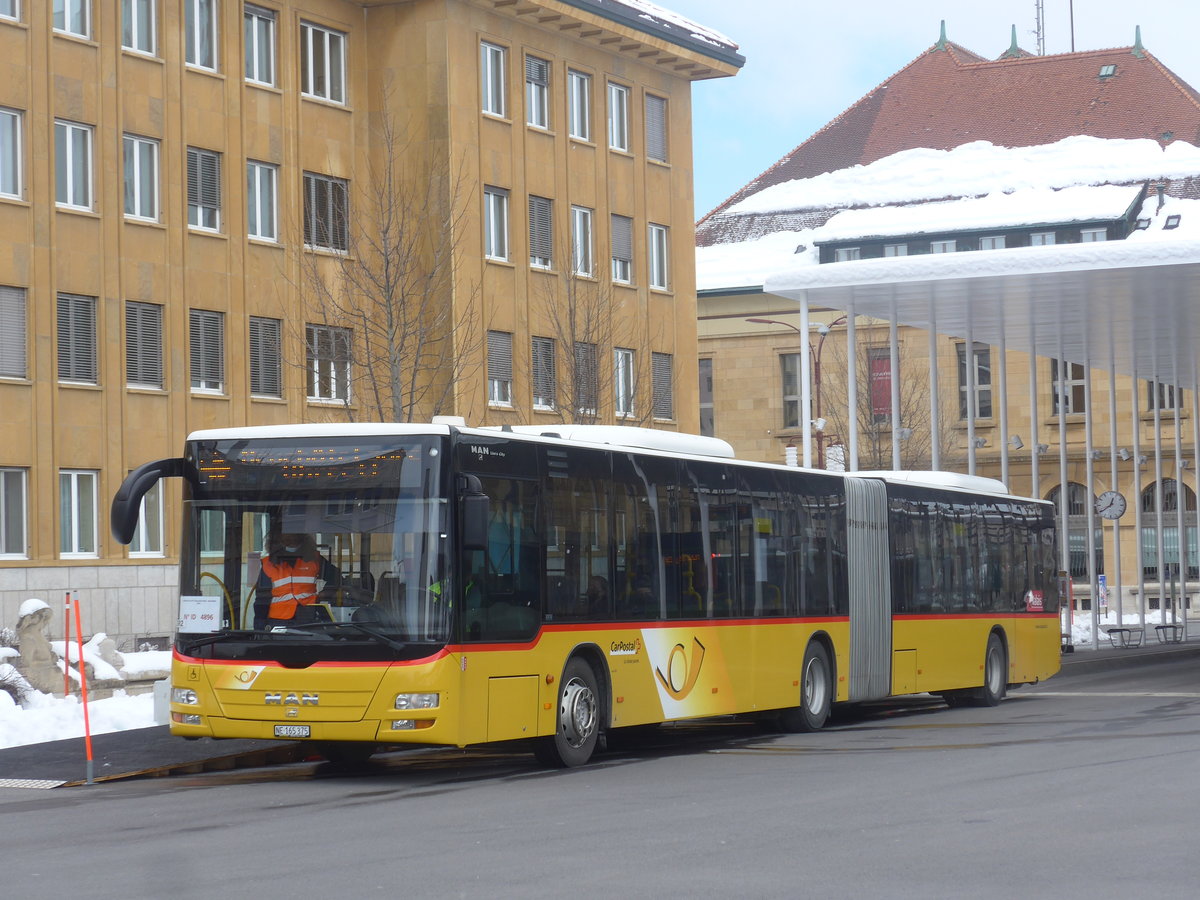 (224'292) - Buchard, Leytron - NE 165'375 - MAN (ex VS 241'996; ex Nr. 159) am 20. Mrz 2021 beim Bahnhof La Chaux-de-Fonds (Einsatz CarPostal) 