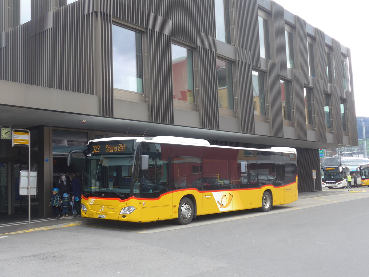 (224'417) - PostAuto Zentralschweiz - Nr. 14/NW 5150 - Mercedes (ex Thepra, Stans Nr. 14) am 27. Mrz 2021 beim Bahnhof Stansstad