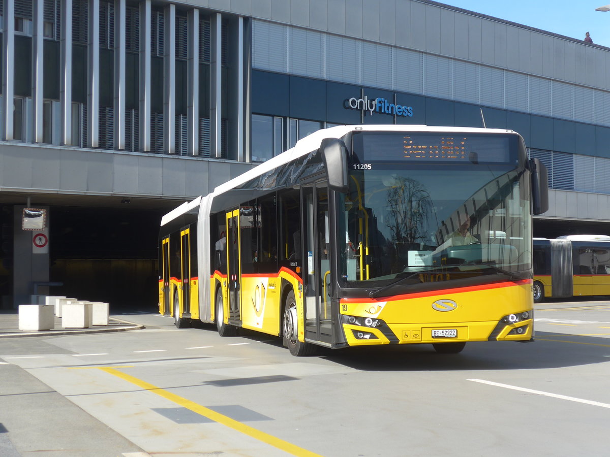 (224'629) - Steiner, Ortschwaben - Nr. 19/BE 52'222 - Solaris am 29. Mrz 2021 in Bern, Postautostation