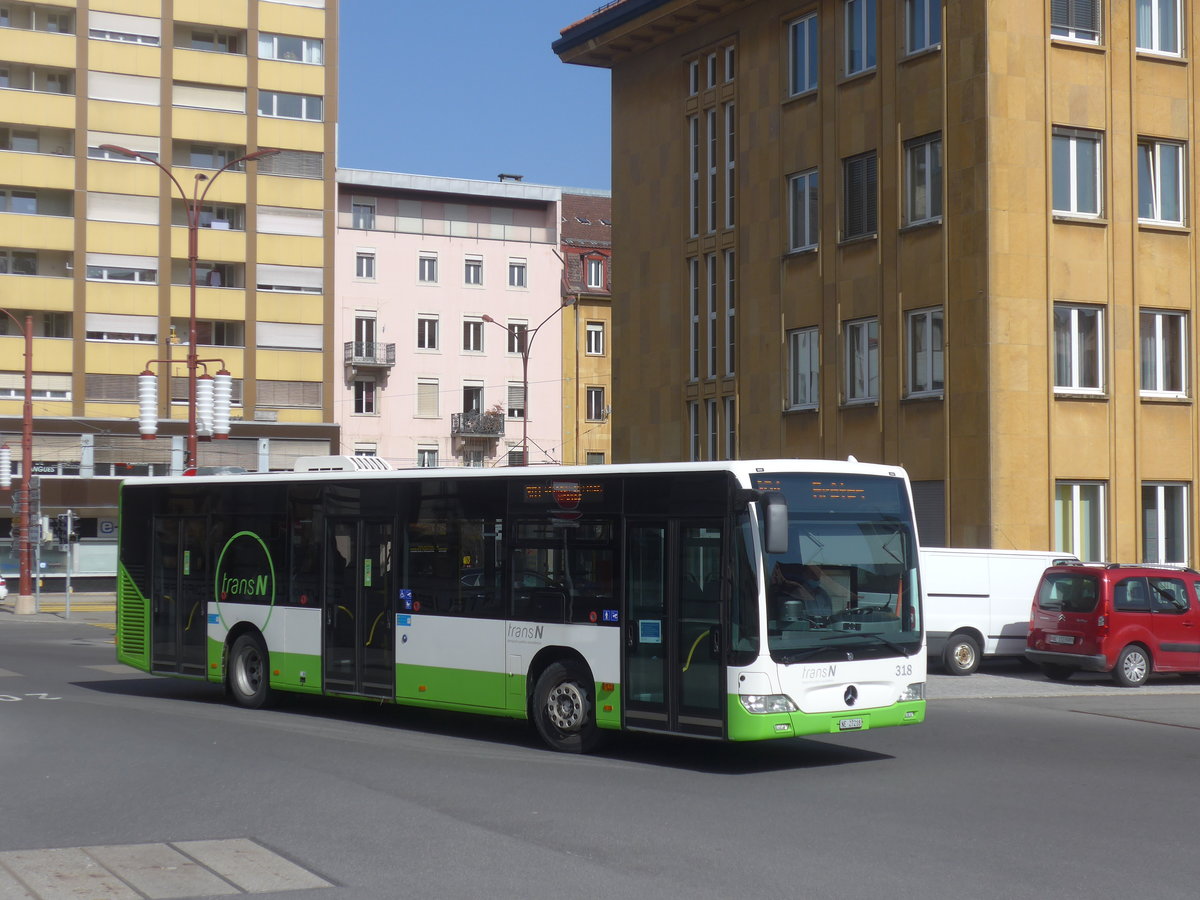 (224'697) - transN, La Chaux-de-Fonds - Nr. 318/NE 27'218 - Mercedes (ex TRN La Chaux-de-Fonds Nr. 318) am 2. April 2021 beim Bahnhof La Chaux-de-Fonds