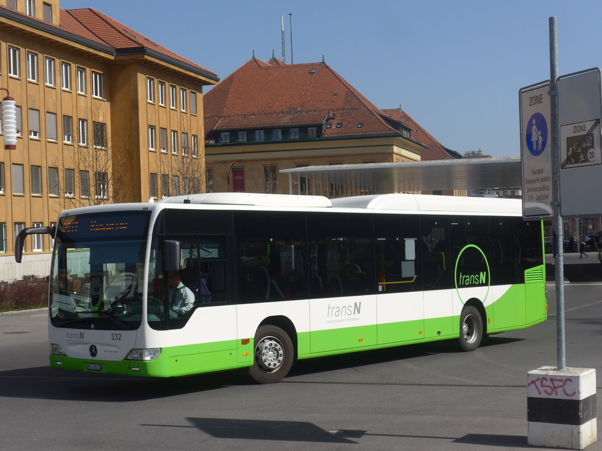 (224'699) - transN, La Chaux-de-Fonds - Nr. 332/NE 20'232 - Mercedes (ex TRN La Chaux-de-Fonds Nr. 332) am 2. April 2021 beim Bahnhof La Chaux-de-Fonds